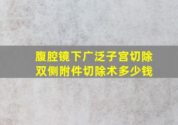 腹腔镜下广泛子宫切除 双侧附件切除术多少钱